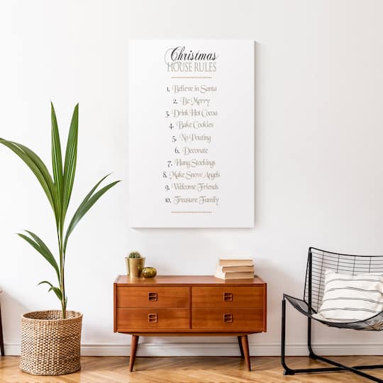 Christmas House Rules Canvas Wall Art